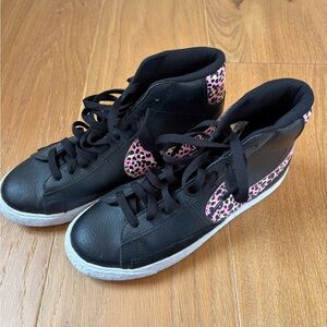 Nike Black and Pink Leopard High-Top Sneakers